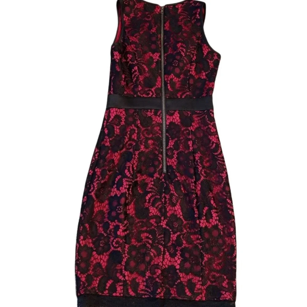 XOXO Red Black Lace Beaded Dress